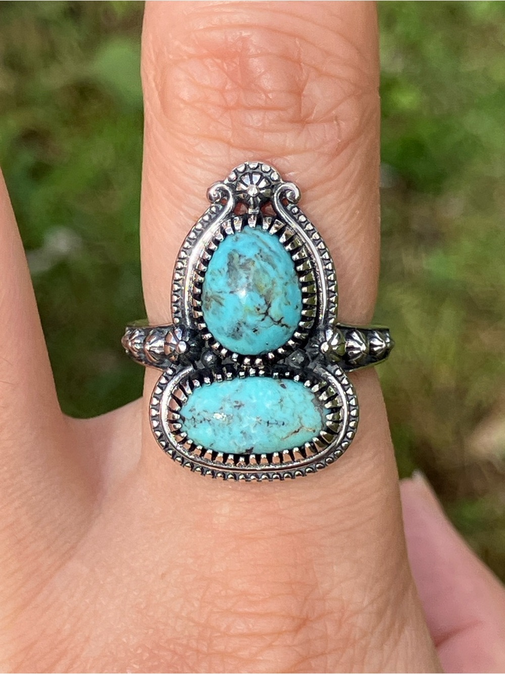 Natural Blue Moon Turquoise Sterling Silver Ring Size 8
